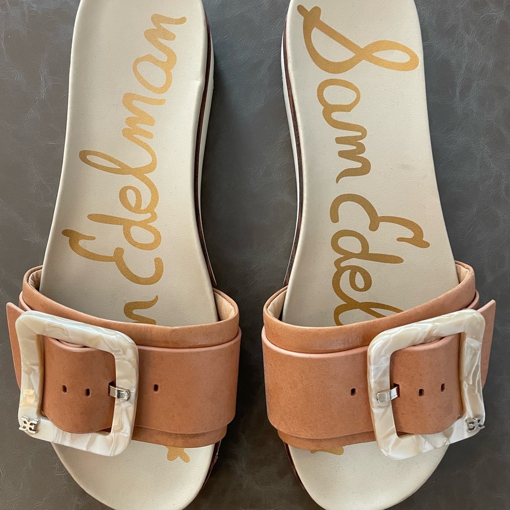 Sam Edelman Tan Sandals with Buckle Design